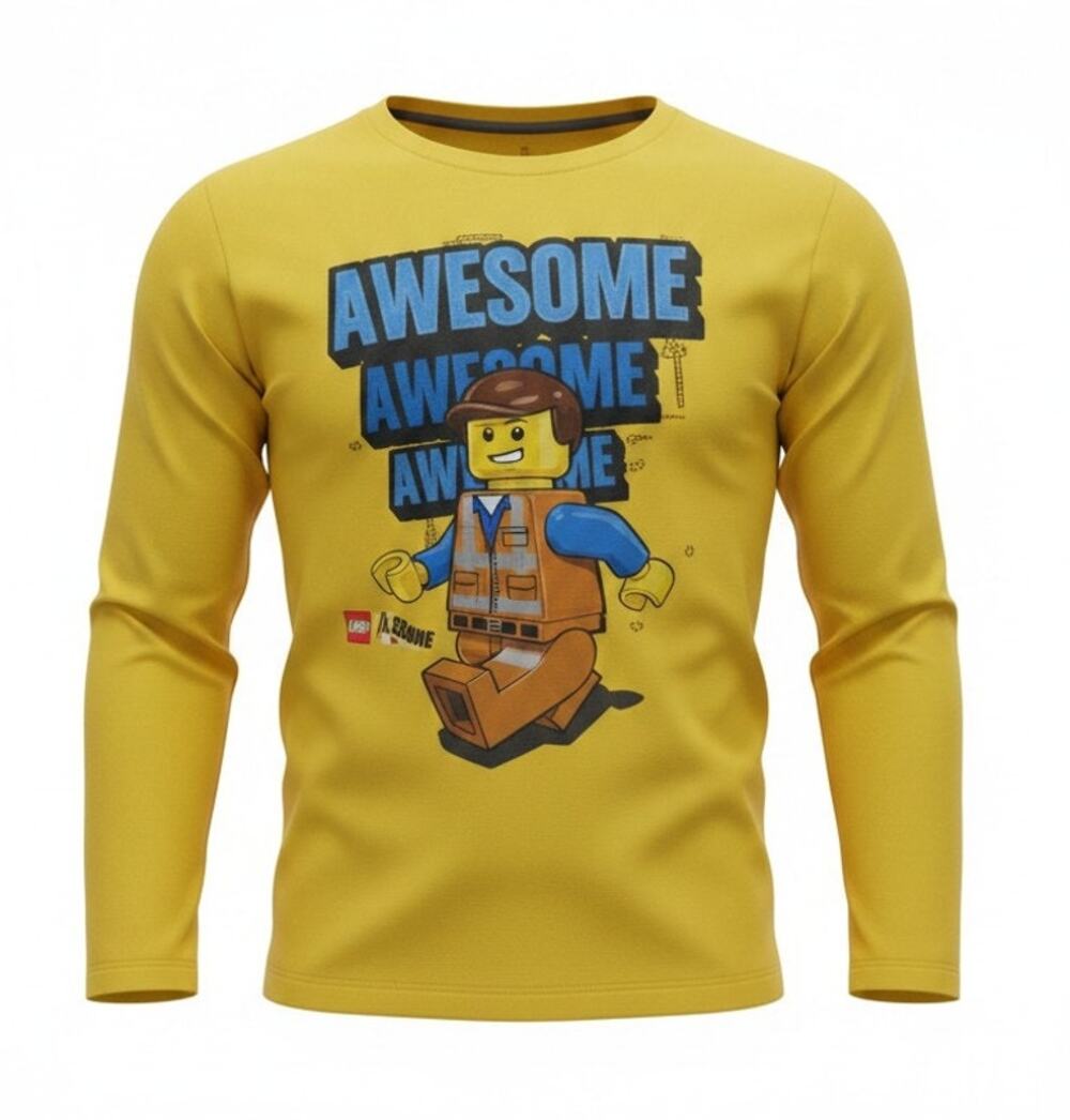 LEGO Movie Awesome Graphic Boys Long Sleeve T-Shirt Size 14 Yellow